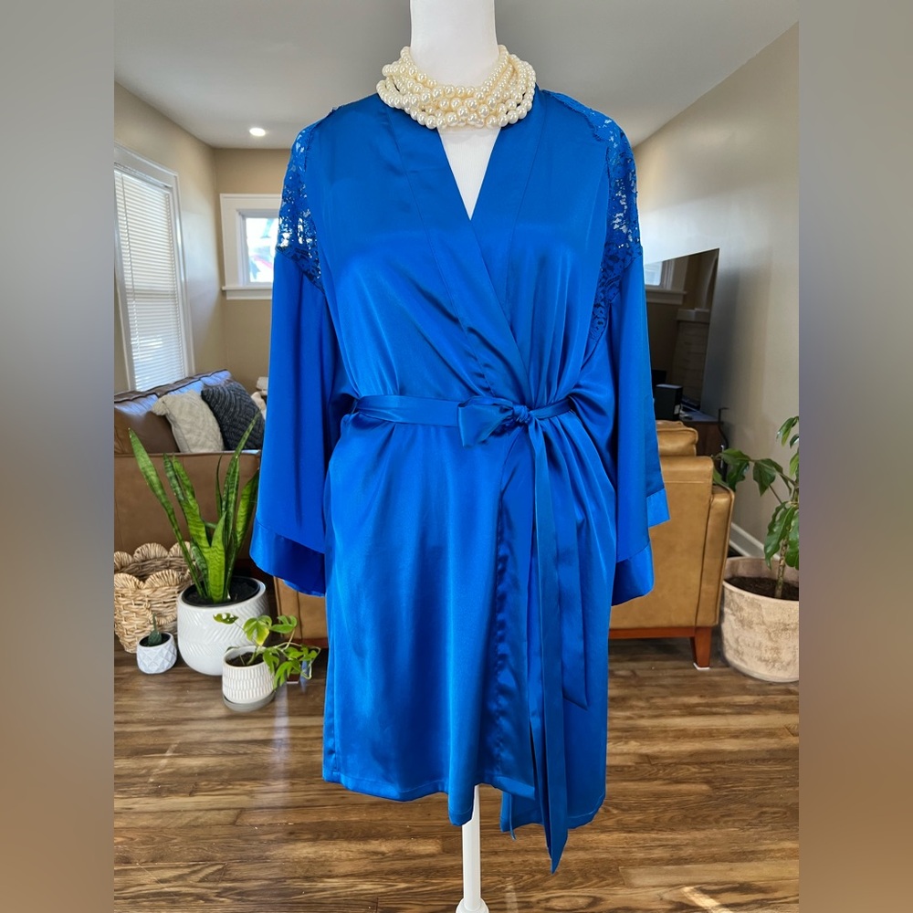Victoria's Secret Vibrant Blue Satin Robe